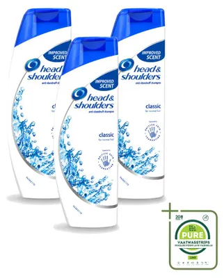 Immagine prodotto di 3 flaconi di shampoo Head & Shoulders Classic Clean - 250 ml - confezione grande - 3 pezzi