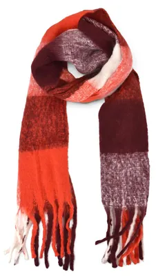 Produktbild von styleBREAKER Damen Webschal mit Karomuster | Kuscheliger Winterschal mit langen Fransen | Weiches Schultertuch 50 x 190 cm | Oversize Stola warm & pflegeleicht