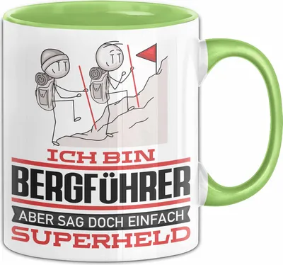 Produktbild von Bergführer Geschenk Tasse Ich Bin Bergführer Aber Sag Doch Einfach Superheld Lustige Geschenkdiee für Bergführer Kaffee-Becher (Grün)