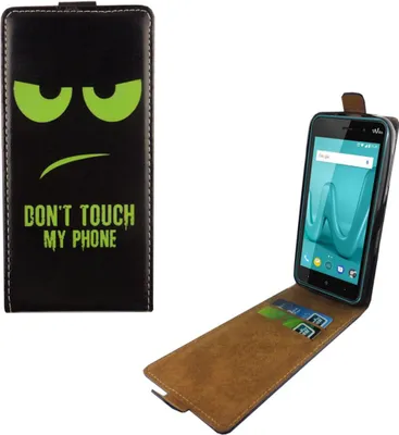 Produktbild von Handyhülle Tasche Flip für Wiko Lenny 4 Dont Touch My Phone Grün