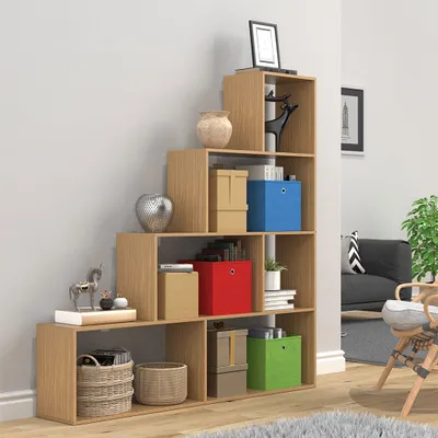 Produktbild von VCM Holz Stand Treppenregal Stufenregal Standregal Raumteiler Bücherregal Dubila L