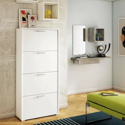 Immagine prodotto di Dmora Scarpiera Adeindein 28x67x147h cm Bianco, 24 Paia 4 Ante Italy