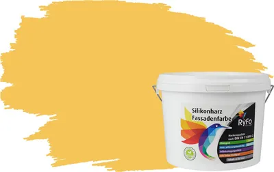 Produktbild von RyFo Colors Silikonharz Fassadenfarbe Lotuseffekt Trend Maisgelb 3l - bunte Fassadenfarbe, weitere Gelb Farbtöne und Größen erhältlich, Deckkraft Klasse 1
