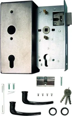 Produktbild von Famanu Stahlschlosskasten mit verzinktem Schloss - 55 mm Doornmaß