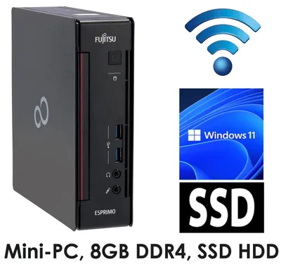 Produktbild von Fujitsu Mini Pc Q957 Intel I3-7100T 3,4Ghz 8Gb Ddr4 128Gb Ssd M.2 Gigabit Lan Windows 11 V640+ Wlan Rs-232 Dvi  Display Port Full Hd 4K Usb-C Ps/2
