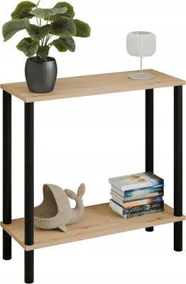 Zdjęcie produktu dla Konsola loft z półką 80x30x80 cm metalowa czarna do przedpokoju