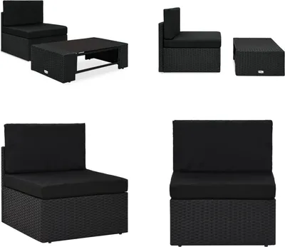Produktbild von vidaXL 2 tlg. Garten Lounge Set Poly Rattan Schwarz - Garten-Lounge-Set - Garten-Lounge-Sets - Gartensofa - Gartensofas