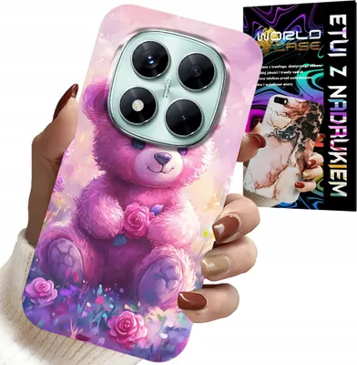 Produktbild von Hülle Für Xiaomi Note 14 Pro+ 5G - Süsser Teddybär Auf Rosa Hintergrund, Hülle + Glas