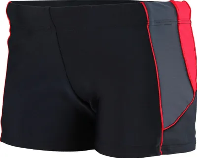 Produktbild von Aquarti Jungen Kurze Badehose mit Einsätzen Seitlich , Farbe: Schwarz/Graphit/Rot, Größe: 152