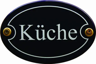 Produktbild von Emaille Türschild Küche blau oval Schild
