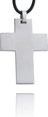Produktbild von Edelstahl Anhänger Kreuz Matt mit kautschuk Kette - Herrenschmuck - 50.0 Zentimeter