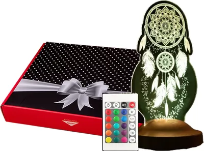 Produktbild von GESCHENKELAMPE LED Nachttischlampe Traumfänger Dreamcatcher 3D UV Druck Nachtlicht