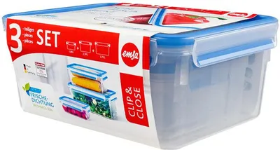 Produktbild von Emsa Clip & Close 3Er Set Frischhaltedosen, 1,0 / 2,3 / 3,7 L, 508567