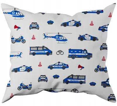 Produktbild von Nyks Kinder Kissenbezug 70x80 100% Baumwolle Polizei-Fahrzeuge