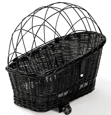 Produktbild von Hundefahrradkorb aus Weide mit Gitter für Gepäckträger XXL 60x39 cm (S-S)