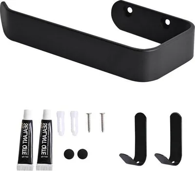 Produktbild von Toilettenspülerhalter aus Aluminium schwarz mit Handtuchhaken