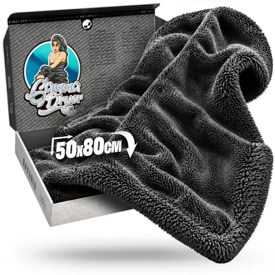 Produktbild von Nuke Guys Gamma Dryer XXL | Ultra saugstarkes Trockentuch 1400 GSM in Grau 50x80cm | Fusselfrei, abgerundete sanfte Fasern, kratzerfrei, extra groß | Premium Mikrofasertuch für Auto Motorrad Fahrrad