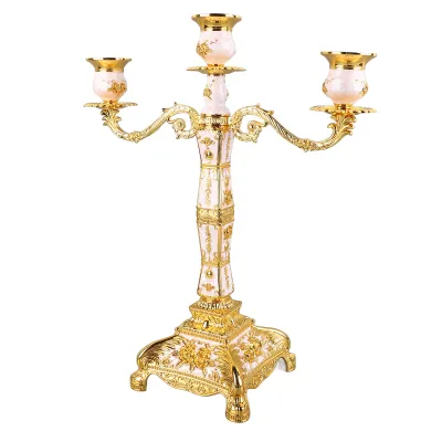 Image de Chandelier à bras en métal,Bougeoir en métal,Bougeoir vintage,Décoration de chandelier vintage,Bougeoir romantique,Bougeoir pilier