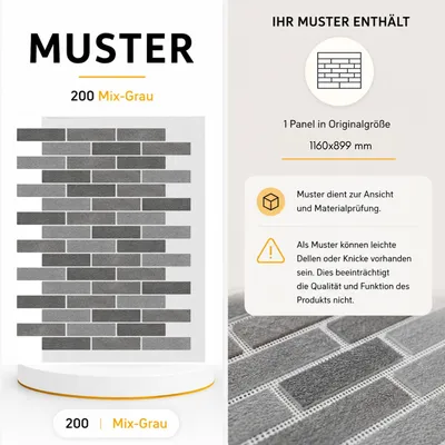 AMK Muster-Paneel 200 Mix-Grau – Marmorgranulat-Oberfläche in Originalgröße
