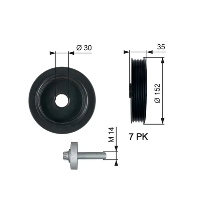 Produktbild von GATES TVD1127A Riemenscheibe Kurbelwelle für RENAULT TRAFIC II Kasten (FL) 152mm