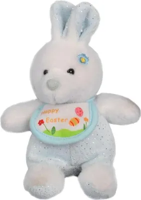 Zdjęcie produktu dla Niebieski Pluszak KRÓLIK Wielkanocny z Napisem 'Happy Easter