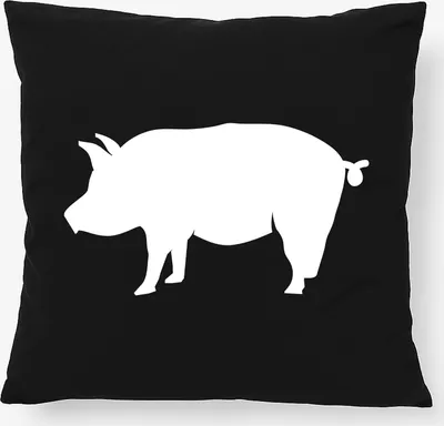 Produktbild von Huuraa Kissen Schwein Silhouette 40x40cm mit Füllung Black Baumwolle Dekokissen Geschenkidee