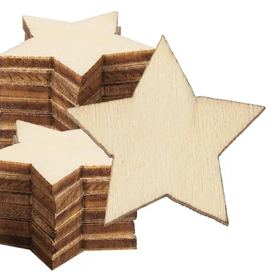 Produktbild von Holzsterne - Naturbelassene Holzausschnitte zum Basteln - 50 Stück, 25 mm