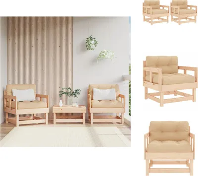 Produktbild von vidaXL Gartenstühle mit Kissen 2 Stk. Massivholz Kiefer -  Gartensofaelemente