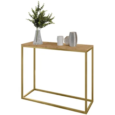 Produktbild von Furneo | Konsolentisch II - 80 cm - Wotan Eiche / Gold matt - Elegantes Design - Hochwertige Verarbeitung