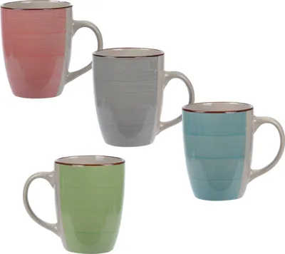 Produktbild von Spetebo, Kaffeetasse, Porzellan, bunt, innen creme, 4er Set, ca. 11cm Durchmesser inkl. Henkel, 10cm Höhe, ca. 250ml, spülmaschinengeeignet