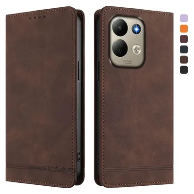 Produktbild von Hülle für Xiaomi Redmi 17 4G/5G, Retro Kunstleder Ständer Klapphülle mit Kartenfächer und Magnetische Braun