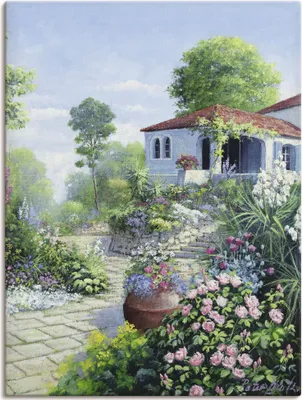 Produktbild von ARTland Leinwandbild Italienischer Garten I Größe: 30x40 cm