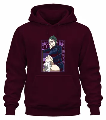 Obrázok produktu pre Maki Zenin Jujutsu Kaisen Anime Estetika Okuliare Bojovník Darček Uni mikina s kapucňou, bordová, L