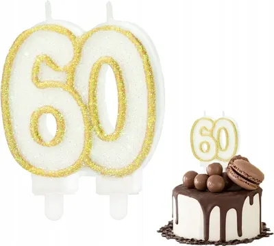 Immagine prodotto di Candela Di Compleanno Numero 60 Oro Metallizzato Per Festa Di Compleanno