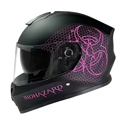 Produktbild von Integralhelm Helm Kinderhelm Motorradhelm Crosshelm BIOHAZARD Pink Größe M