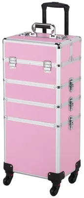 Produktbild von Yaheetech 4 in 1 Kosmetikkoffer groß Schminkkoffer Kosmetikorganiser Multikoffer Schmuckkoffer Friseurkoffer Handgepäck Beauty Case Rosa