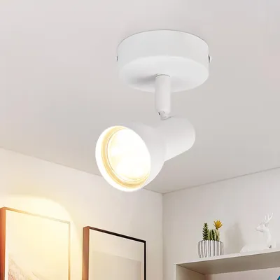 Image de ZMH Spot de plafond 1 flamme Plafonnier Couloir Plafonnier Moderne Design Blanc Spots Intérieur GU10 Métal Spots de plafond 350°Pivotant Spots pour Chambre Séjour Cuisine(Sans ampoules)
