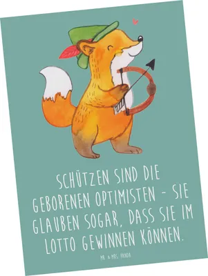 Produktbild von Mr. & Mrs. Panda Postkarte Schütze Optimist - Meeresbrise - Geschenk, Geschenke Sternzeichen, Fotokarte, geborene Optimisten, Ansichtskarten, Optimismus, Astrologie