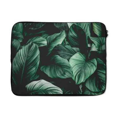 Produktbild von MuchoWow® Laptop Hülle 17 Zoll Laptoptasche Dschungel - Blätter - Tropisch - Pflanzen - Natur - Zipper - Schutzabdeckung