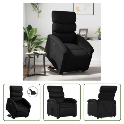 Obrázek produktu pro The Living Store Relaxační křeslo se stojánkem elektrické černé Imitace kůže