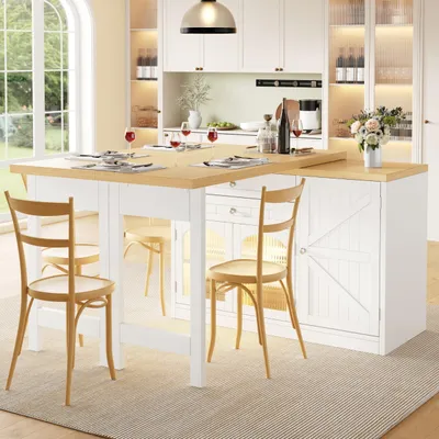 Obrázok produktu pre Rozťahovací kuchynský stôl – 120-194 cm, s otočnou doskou o 360° – biely