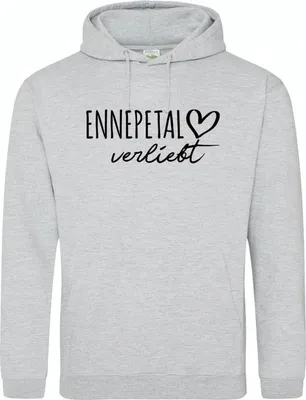 Produktbild von Huuraa Kapuzensweater Ennepetal verliebt Geschenk Kapuzensweatshirt Heather Grey Größe S Vegan Ennepetal Aufmerksamkeit