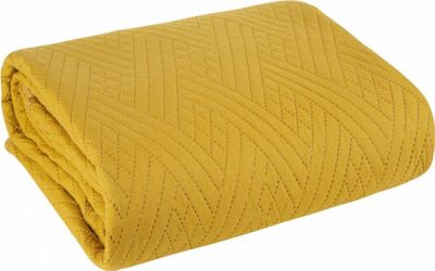 Design91 Klassische Tagesdecke Dekorativer Überwurf Einfarbige Bettdecke Bettüberwurf BONI 4 gelb 170x210 cm cm senfgelb gelb