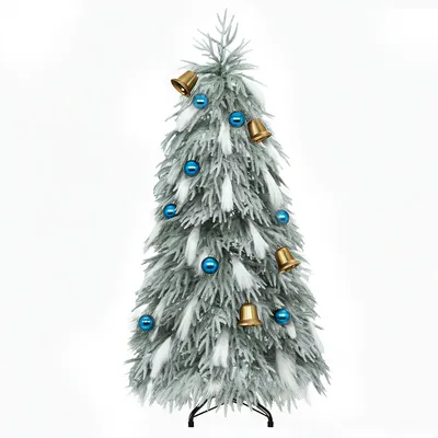 Produktbild von 180cm Künstlicher Weihnachtsbaum mit 30 Weißen Federn, 400 Warmweißen LEDs Dekobaum schneebedeckt