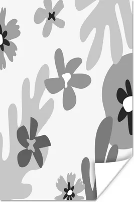Produktbild von MuchoWow® Poster Hintergrund - Blumen - Schwarz - Weiß 120x180 cm - Kunstposter