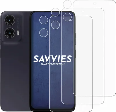 A smartphone and screen protectors are displayed.