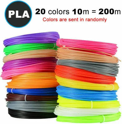 Obrázek produktu pro 3D pero filament PLA, 20 barev celkem 200m, 10M každá, 3D pero PLA filament 1,75mm, sada barev pro 3D pero pro děti, sada barev pro 3D pero a 3D tiskové pero