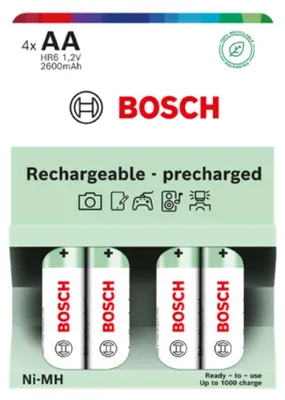 Produktbild von Wiederaufladbare, vorgeladene HR6B4P2600-00 AA-Akkus, 2600 mAh, 4 Stück