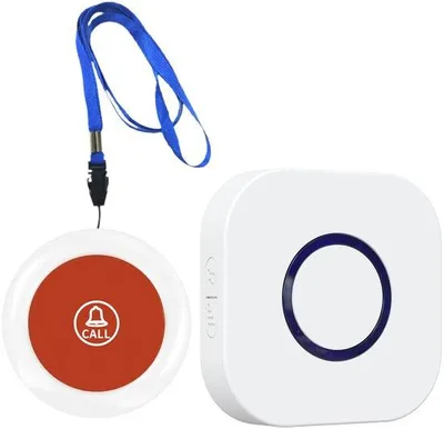 Obrázok produktu pre Vodotesný bezdrôtový zvonček s elektronickým diaľkovým ovládaním a núdzovým tlačidlom pre seniorov.
