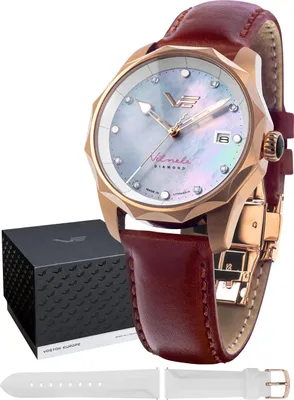 Immagine prodotto di Orologio da donna color oro rosa con cinturino in pelle - Vostok Europe Modello: VS42-125B754